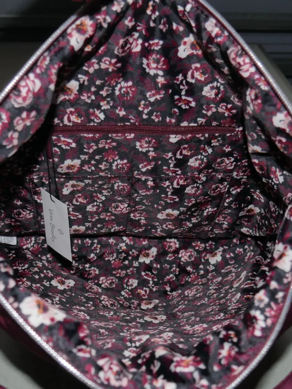 Vera Bradley Slouchy Oversize Hobo Crossbody Purse Bag Quilted Raisin NWT